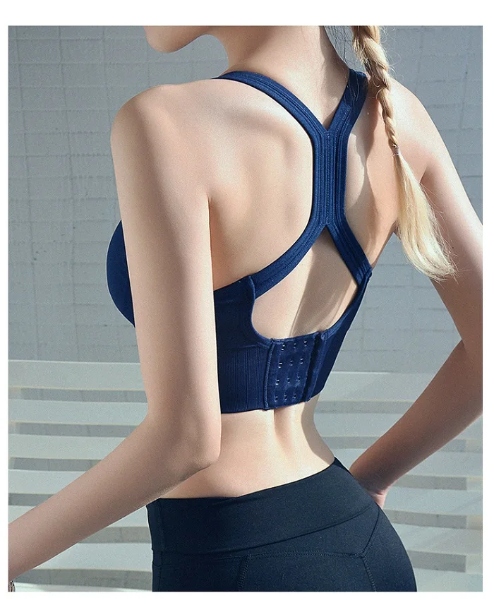 Royal Blue Sexy Sports Bra Solid Back Yoga Tank Top Women Fitness Push up Gym Shockproof Seamless Shirt Running Workout Fast Dry Vest - Цвет: Royal Blue