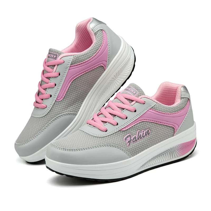 

Women Vulcanized Shoes Platform Low-top Shake Shoes Mesh Heightening Casual Sneakers Light Concise Loafers Non-slip Soft Bottom