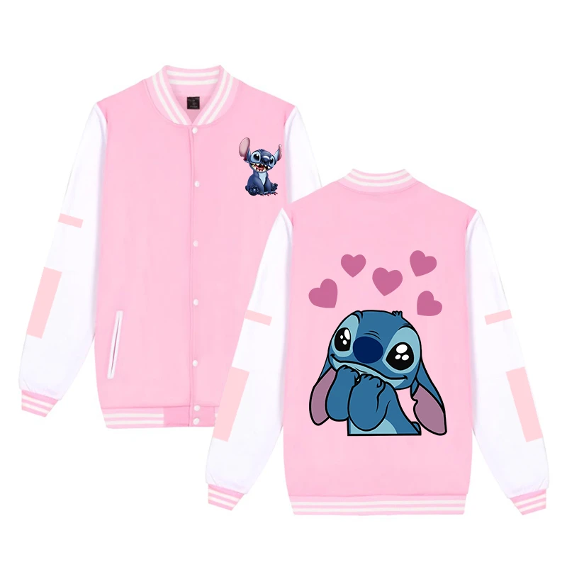 

Oversized Sweatshirt Stitch New Baseball Uniform Boys Girls Coat Retro Streetwear CasualJacket Tracksuit Japanese Pink Jacket