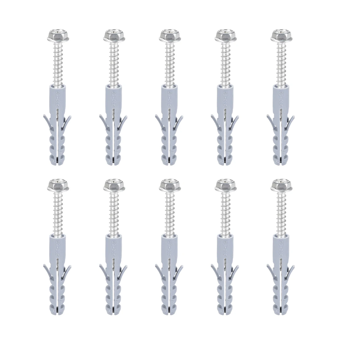

Пластиковые анкерные болты uxcell, 10 шт., 10 мм x 50 мм, Расширительная Труба, бетонная настенная пробка, крепежная труба с винтами серого цвета