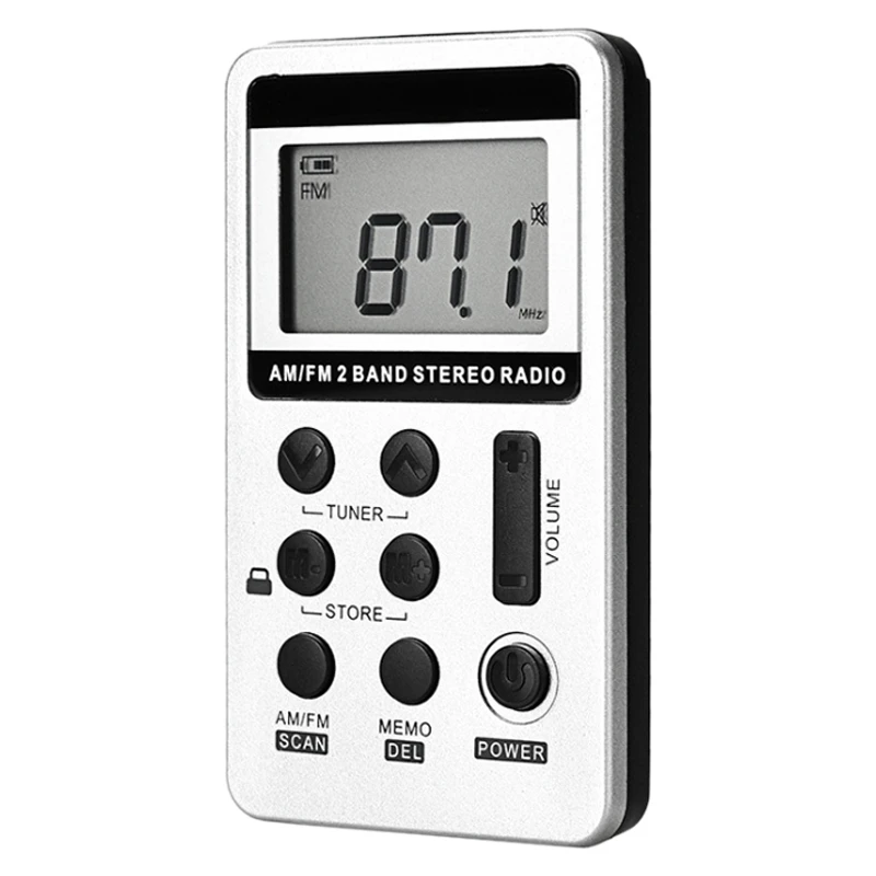 FM/AM радио Двухдиапазонный портативный Перезаряжаемый с цифровым дисплеем и