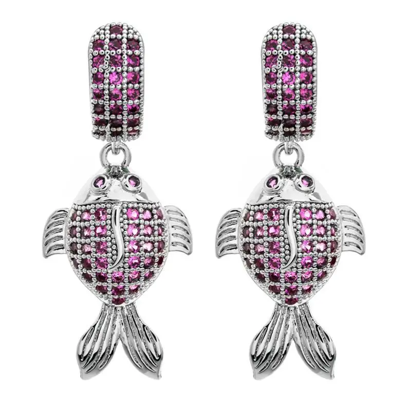 

Design Statement Goldfish Dangle Earrings 925 Silver Pin Romantic Sweet Wedding Party Jewelry Fashion Cubic Zirconia Earings