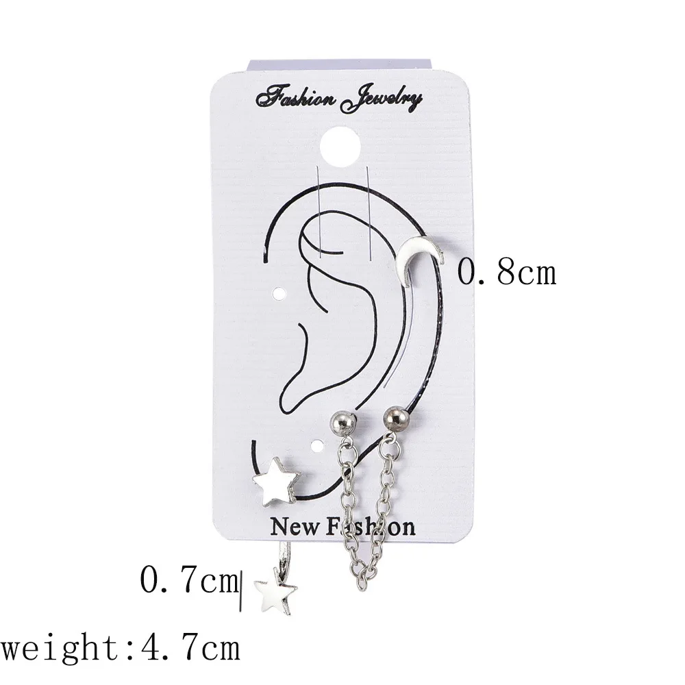 

WANGAIYAO popular fashion personality alloy five-pointed star moon combination women's earrings earrings set new jewelry