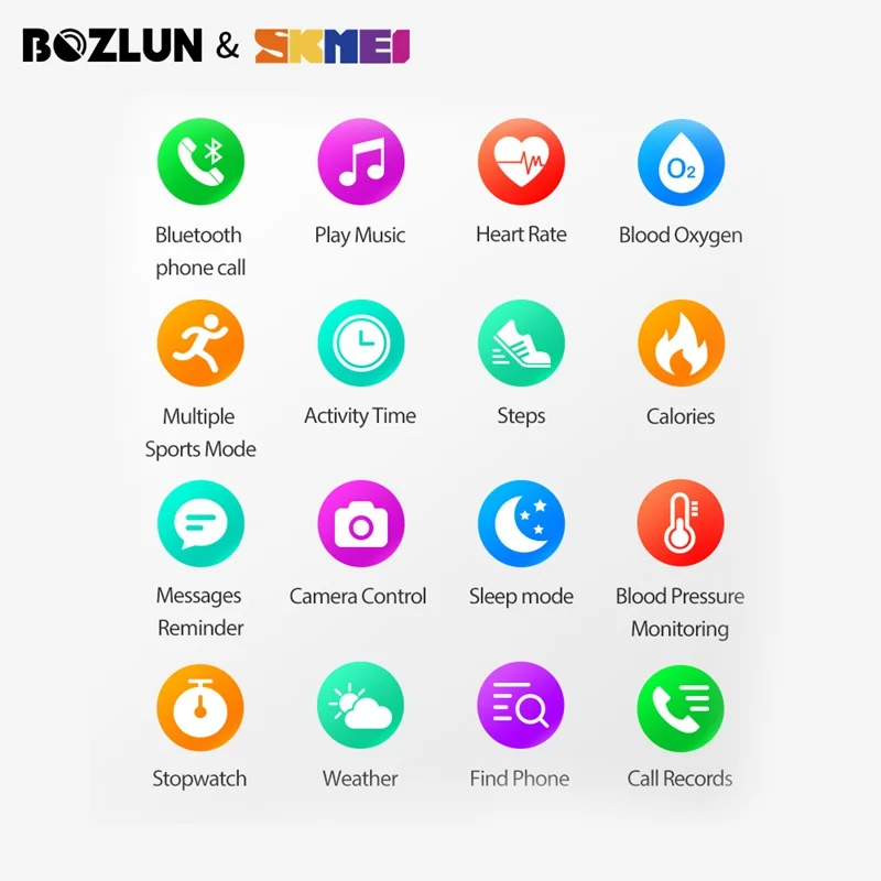 Смарт-часы Bozlun S1 с сенсорным экраном Bluetooth пульсометром и тонометром | Наручные