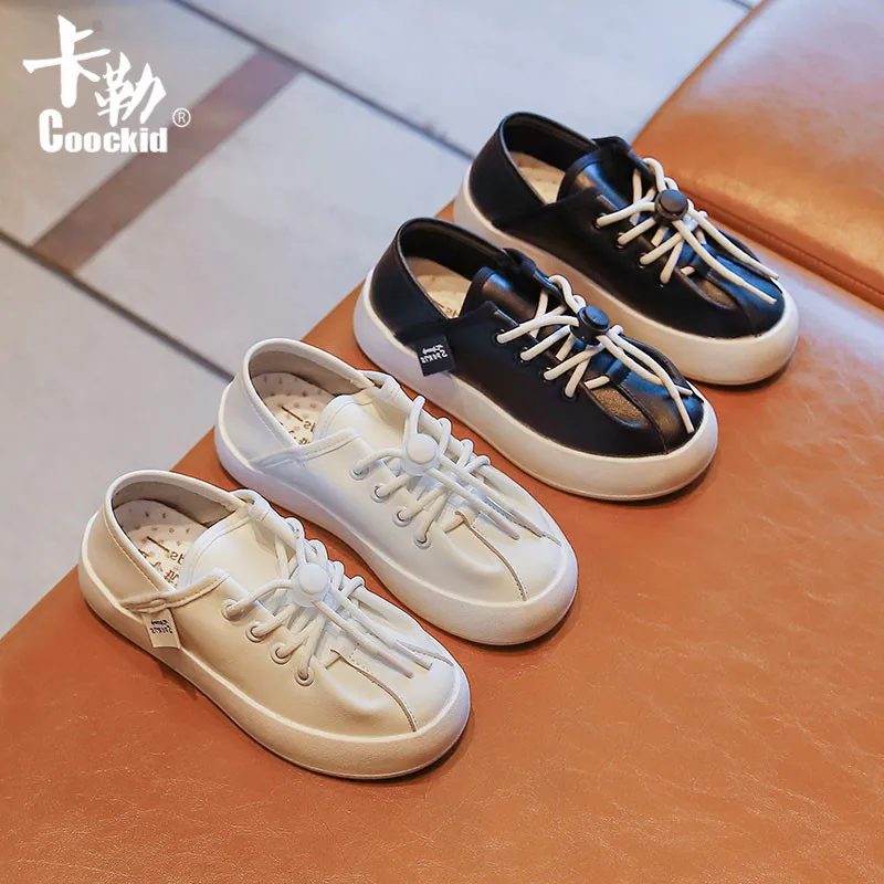 

Children's solid color sneakers 2022 spring and autumn new boys' soft-soled lace-up casual shoes girls net red white shoes 26-36