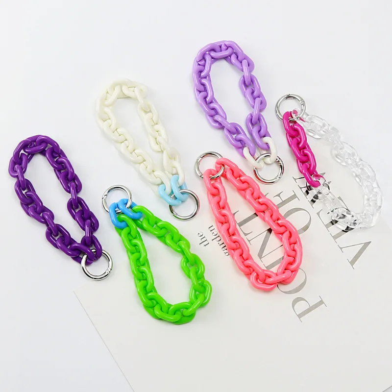

Creative Mobile Phone Chain Lanyard Colorful Candy Beads Keychain Bracelet For Women Trend Cute Jewelry Earphone Set Bag Pendant