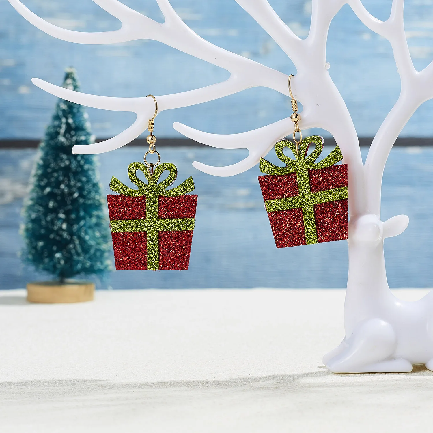 

Trendy Christmas Series Earrings Cartoon Santa Claus Tumbler Christmas Stockings Hat Ear Hook Earrings Jewelry Gifts