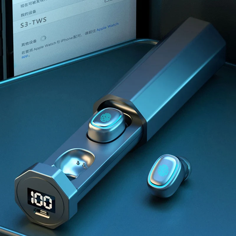 

B9 TWS Bluetooth-compatible Earphone Pop-up Charging Compartment 5.0 Wireless 3D Stereo Sport Waterproof MIC Earbuds Gaming