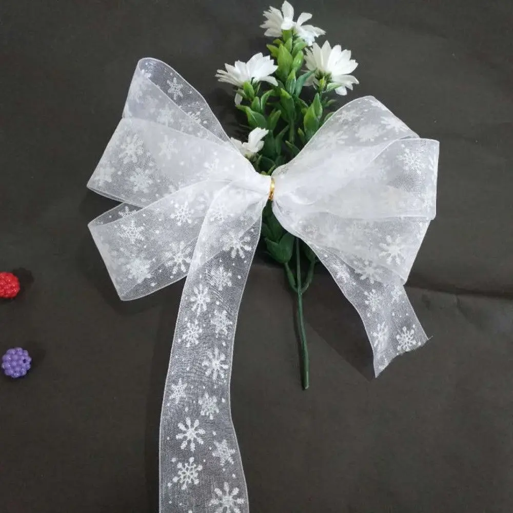 25 ярдов/рулон лента из снежинок DIY полиэстер белые рождественские снежинки пусть это снег зима белый красный проводной ленты украшения 44 мм