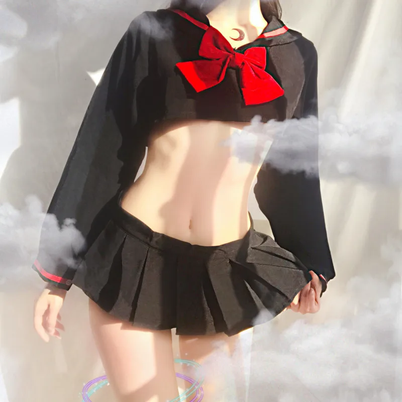 

Cute Lolita Students Japanese School Uniforms Girls Cute Sailor JK Uniform Long Sleeve Top Pleated Skirt Cosplay Costumes 3Z94