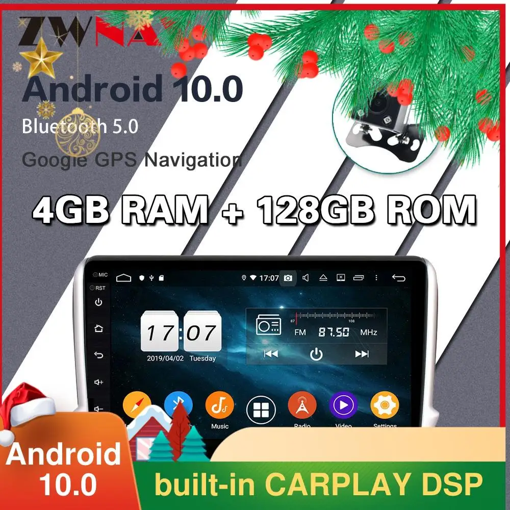 

4G128G Android 10.0 screen Car Multimedia DVD Player for Peugeot PG208 2008 2015-2020 WiFi GPS Navi Auto Radio Stereo Head unit