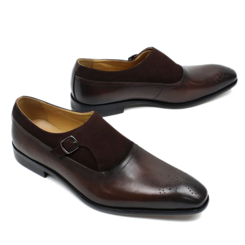 Классические деловые мужские туфли на ремешке Туфли под платье из натуральной