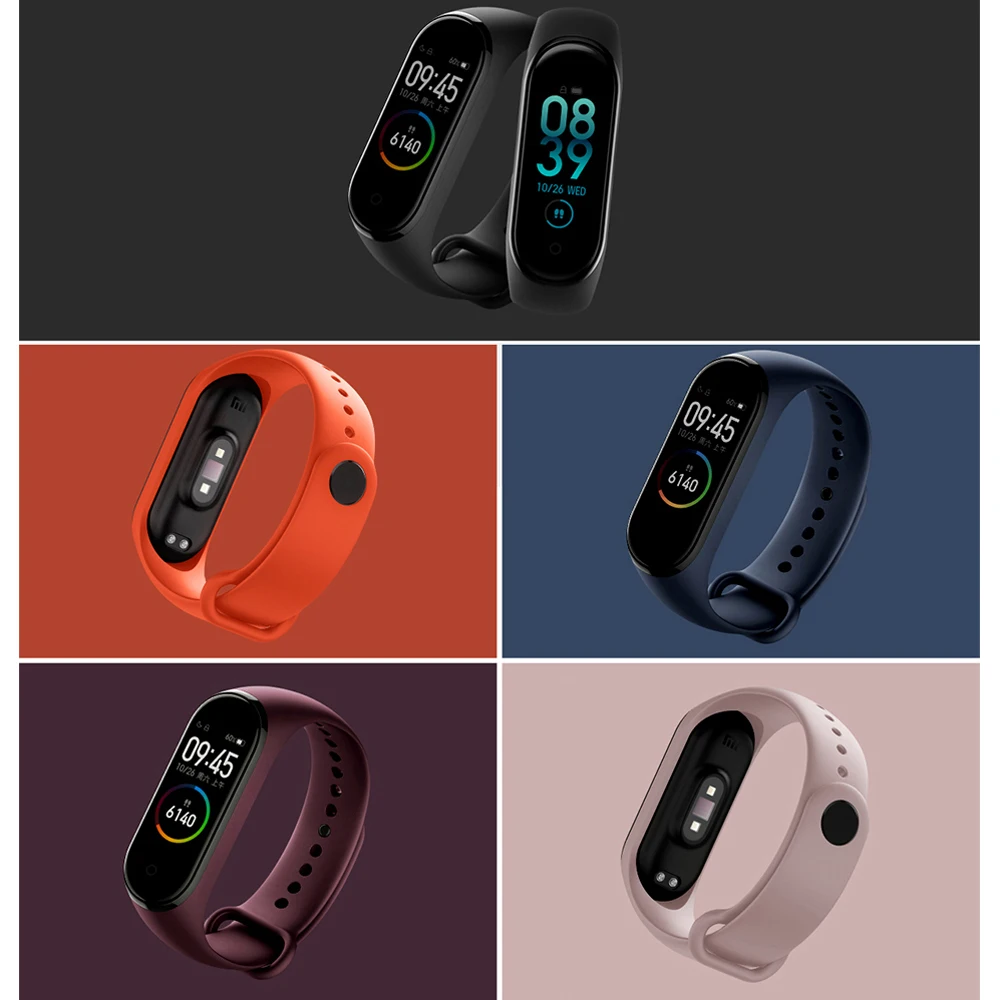 Оригинальный силиконовый браслет Xiaomi Mi Band 4 3 розовый ремешок для запястья