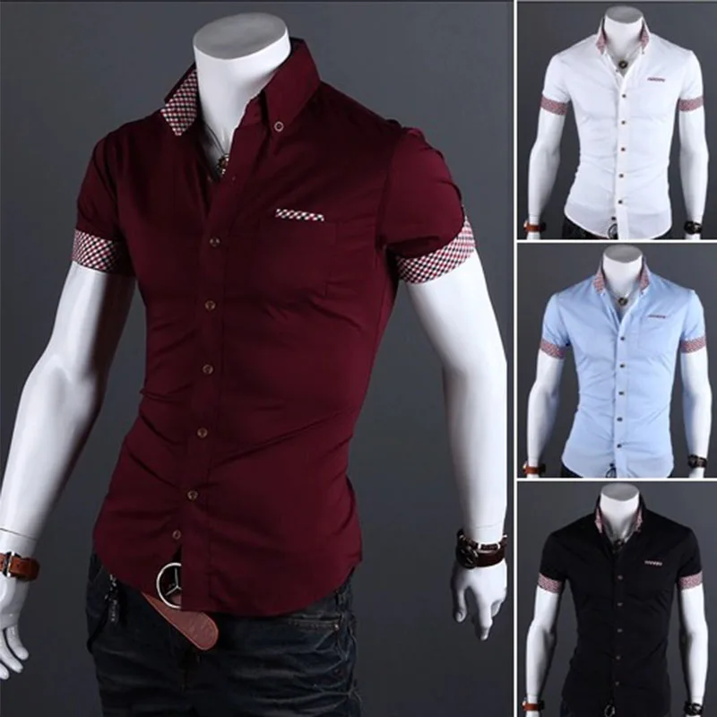 2020 брендовая дизайнерская Повседневная рубашка для мужчин с коротким рукавом Slim