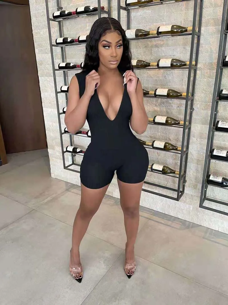 

Deep V-Neck Sexy One-Piece Women's Plus Size Sports Pants
