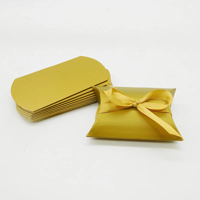 Подарочная коробка для конфет из крафт-бумаги золотистого/серебристого цвета 12