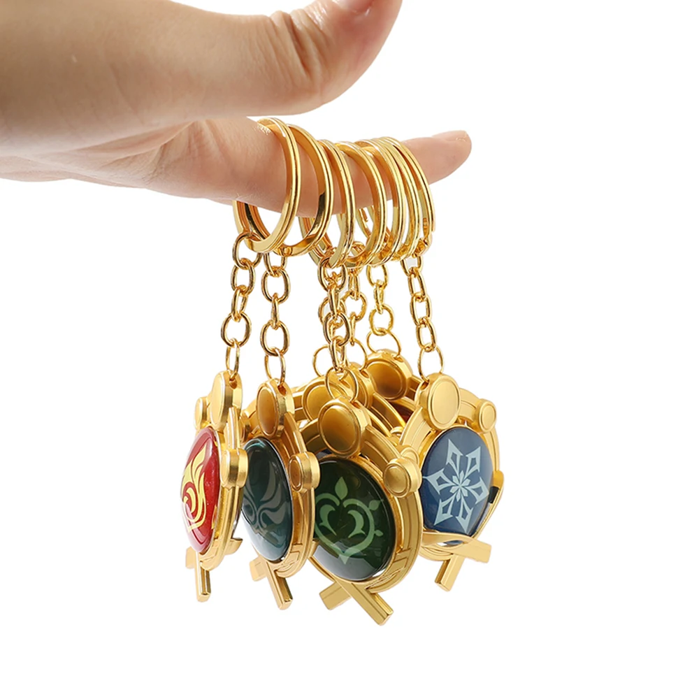 Game Genshin Impact Vision Lnazuma Ganyu Keqing Wendi Xiao Keychain Luminous 7 Element Weapons Eye Of Original God Toy KeyRing | Украшения