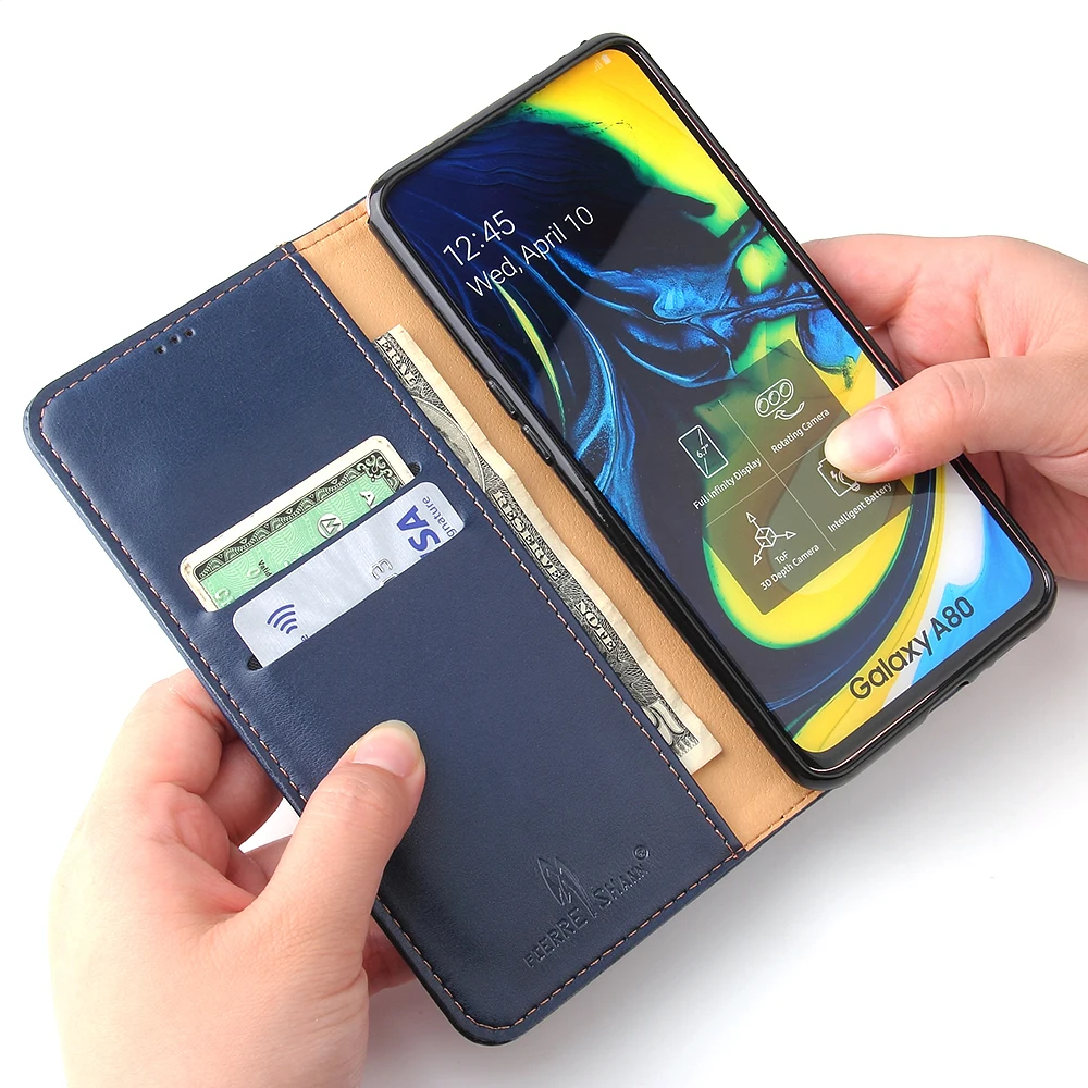 Для Galaxy A 80 чехол роскошный Премиум кожаный для samsung A80 кошелек держатель карты