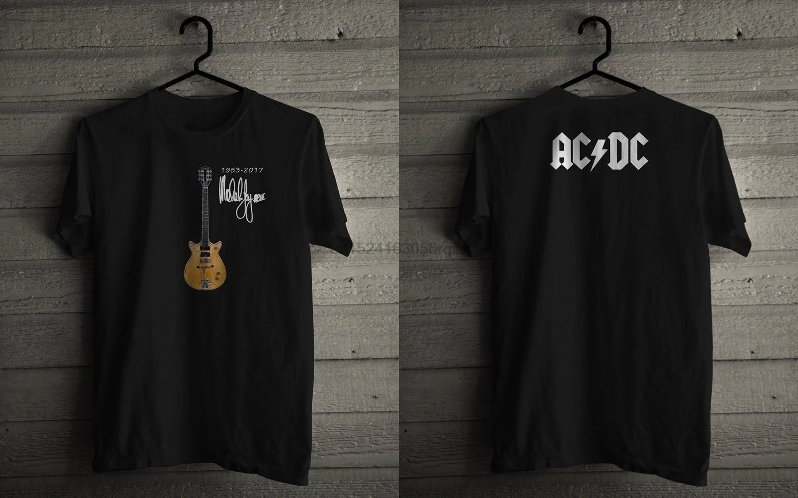 Malcolm Young Signature Guitar Tribute 2 стороны черная футболка мужская размер S-5XL |