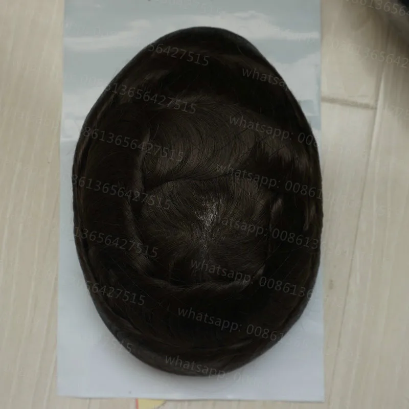 Hstonir Для мужчин парик Швейцарский Кружево натуральный Волосы Remy системы замены парики H074 - Парик Цвет: 2 #