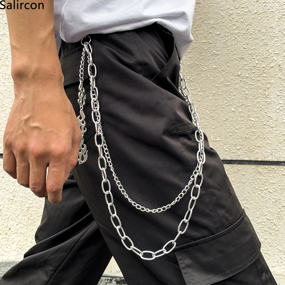 

Vintage Long Metal Light Weight Rock Trousers Hipster Pant Jean Keychain Ring Clip Tassel Keychains Women Accessory Kpop Jewelry