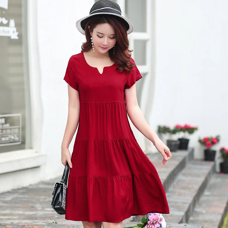 

2021 Women summer dress vestido loose V-neck casual women clothing cotton plus size patchwork vestidos dresses plus size