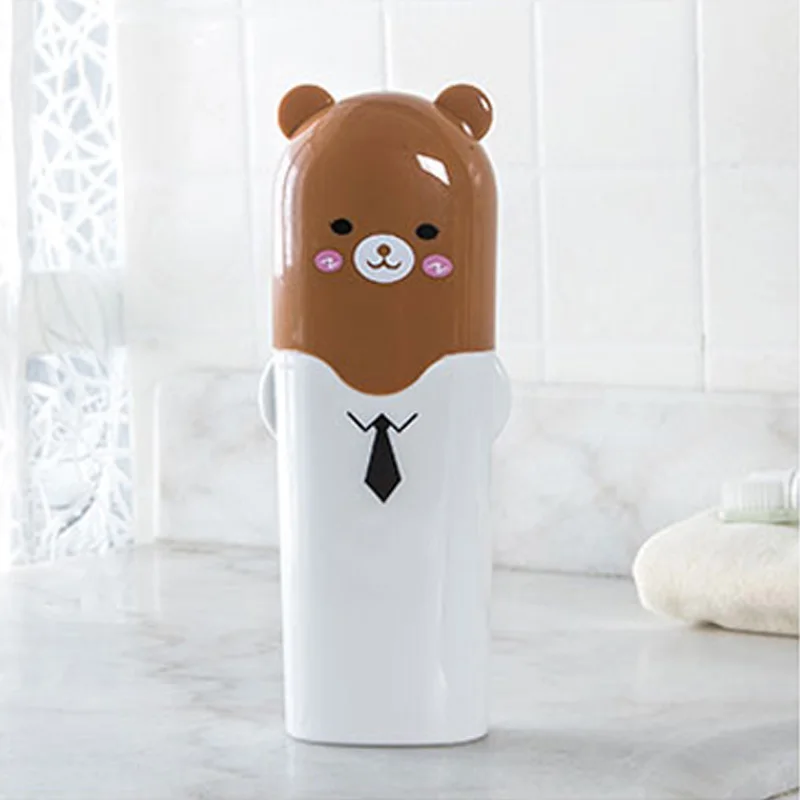 Style 3 bear Мультяшный медведь держатель для зубной пасты и щетки аксессуары для ванной комнаты портативный дорожный Чехол для зубной щетки чашка органайзер для ванной комнаты - Цвет: Style 3 bear