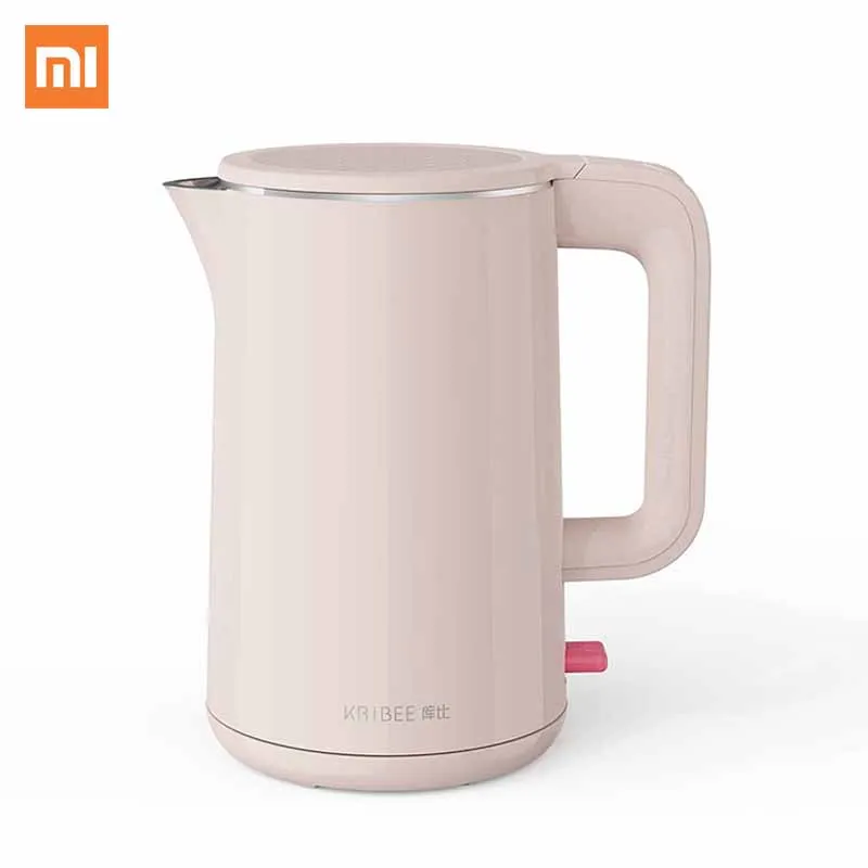 

New Xiaomi KRIBEE Double Anti-scalding Kettle 1.5L Large Capacity 304 Stainless Steel Water Kettle Teapot 1800W Fast Hot Boiling