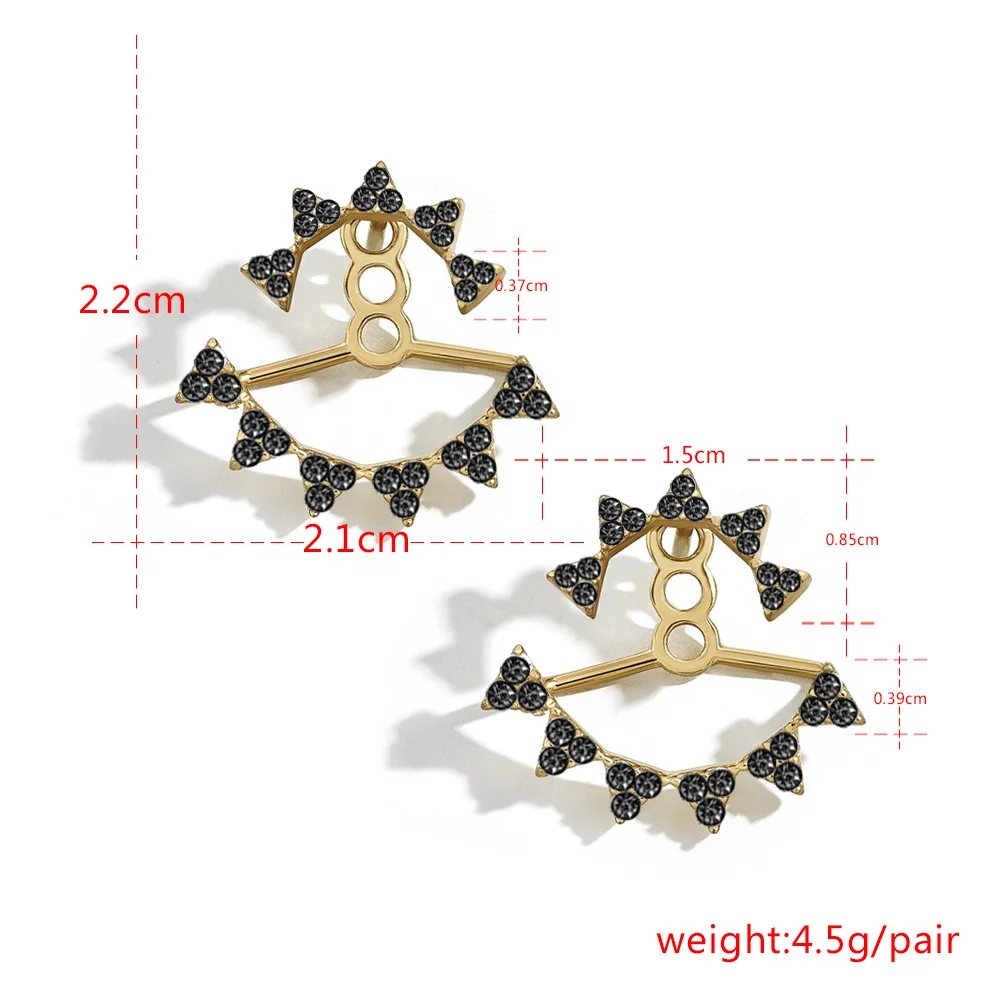 Серьги-гвоздики в виде снежинки женские элегантные полукруглые ювелирные