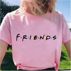 Футболка для друзей из 100% хлопка, розовая Женская футболка с коротким рукавом, винтажный топ с буквенным принтом