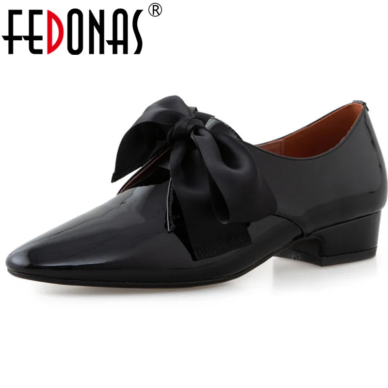 

FEDONAS Butterfly Knot Shoes For Women Genuine Leather Sweet High Heels Pumps Female 2021 Spring Newest Working Office Shoes