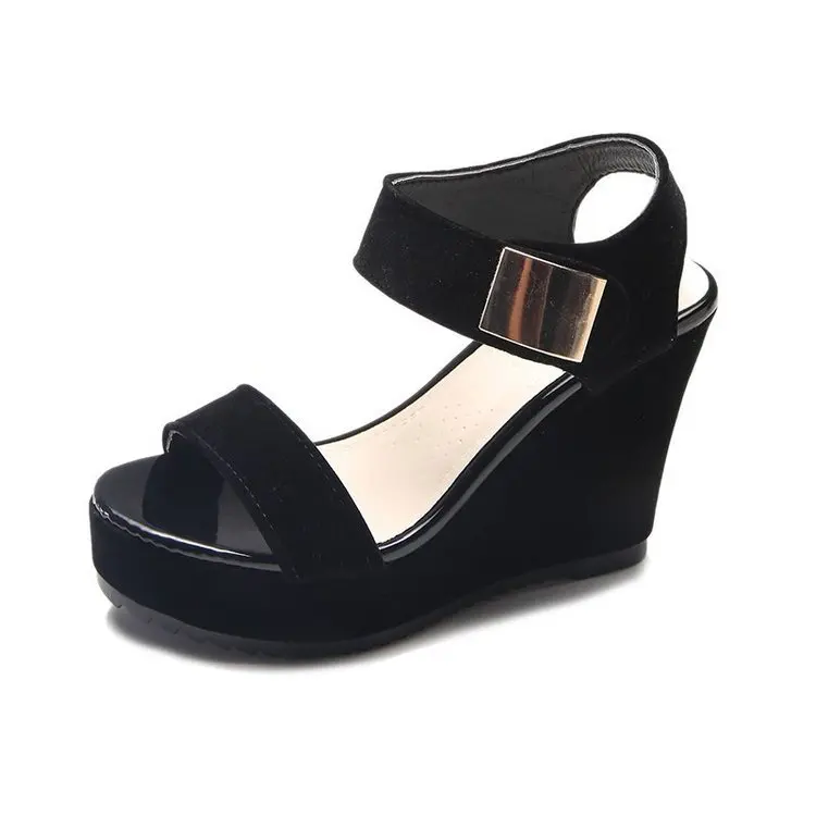 

Low Sandals Woman Leather Velvet Shoes Clogs Wedge Block Heels 2021 Summer Suit Female Beige Low-heeled Suede Outside Fashion Pl