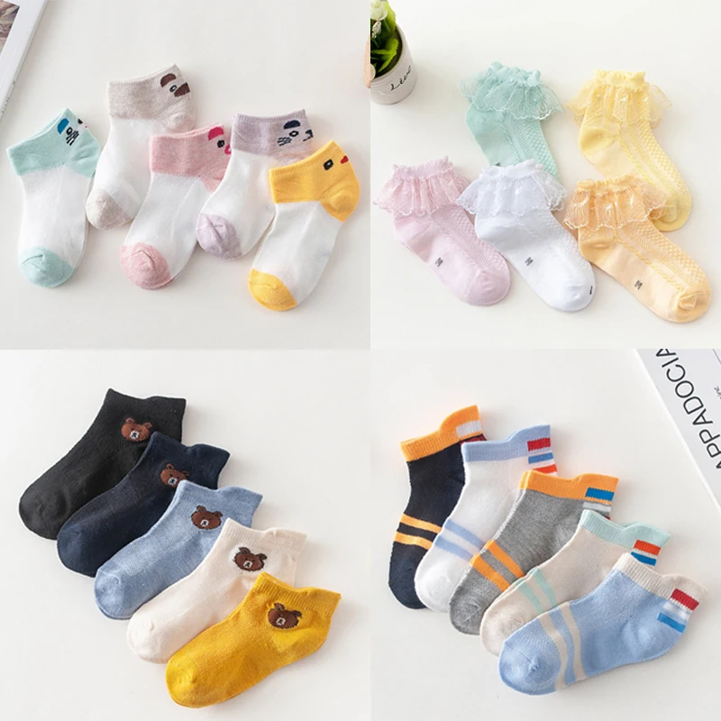 5 пар/лот для маленьких мальчиков и девочек Мягкие хлопковые носки детские с