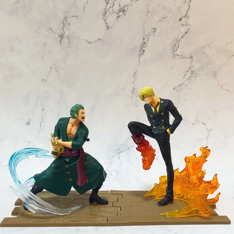 

Bandai Anime ONE PIECE Roronoa Zoro Vinsmoke Sanji Vs. Monkey D Luffy PortgasD Ace Doll Model Childrens Toy Decoration