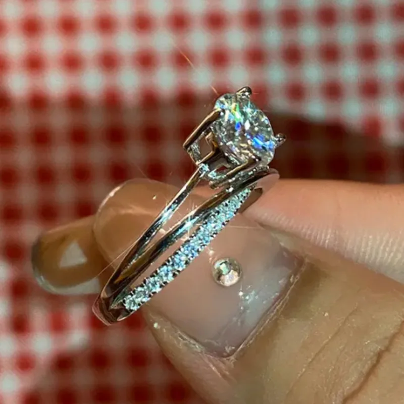 

Pure 14 K White Gold Jewelry Natural White Diamond Ring Women Anillos De Wedding Bizuteria Gemstone Bague Diamant 14k Gold Ring