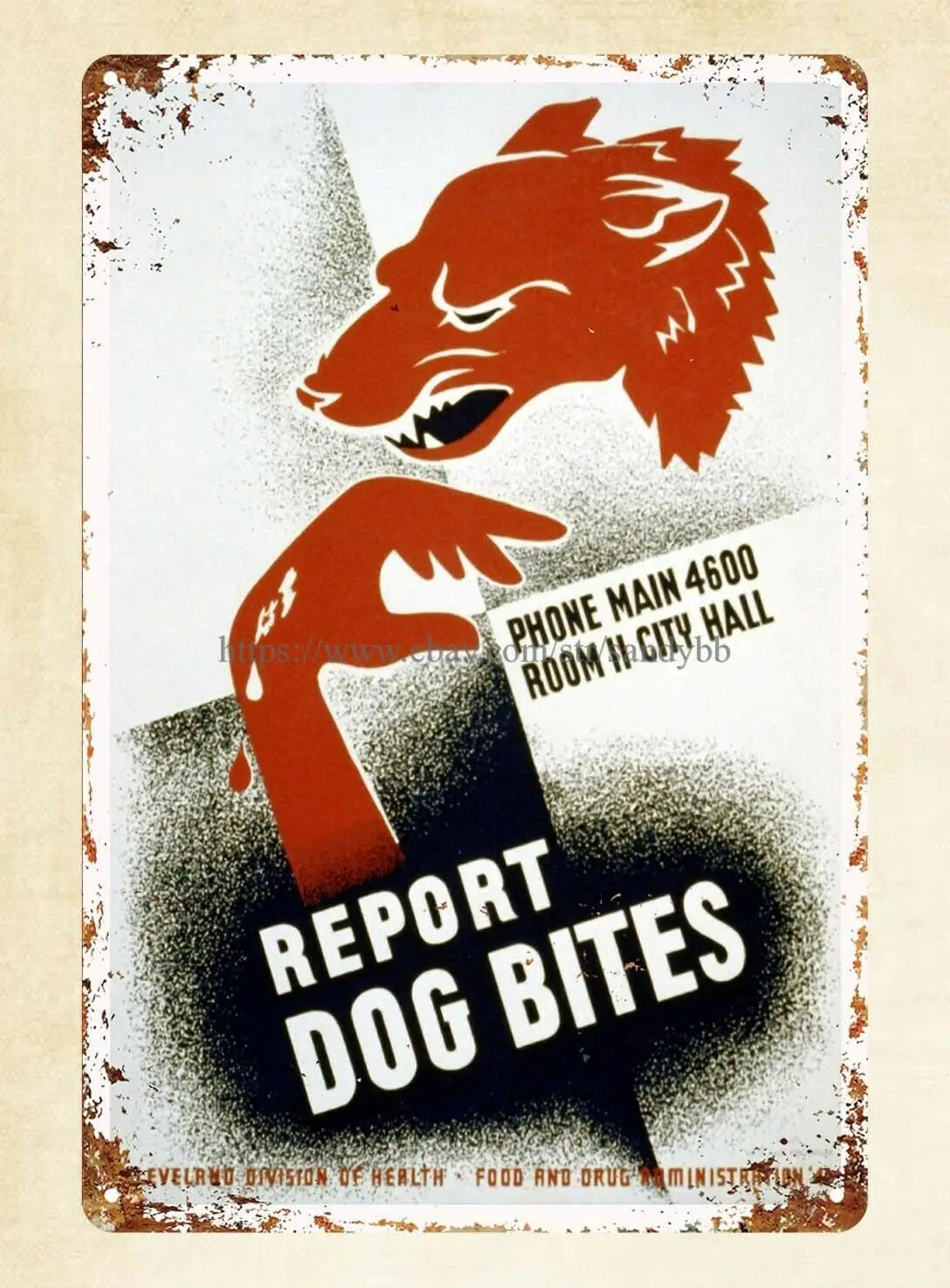 

wall lodge cafes sale Dog Bites Vintage WPA Poster metal tin sign