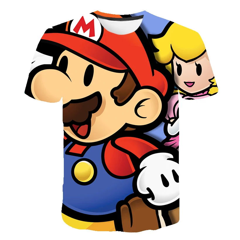 

2021 Funny Game Mario Bro Cartoon Shirts Boys T-Shirt Kid Tops 4-16 T Children Clothes Summer Short Sleeve Cool Tee Girls Tops