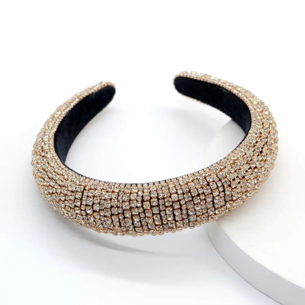 

3 Pieces/lots Baroque Full Crystal Hair Bands For Women Lady Luxury Shiny Padded Diamond Headband Hair Hoop Hair Accessories