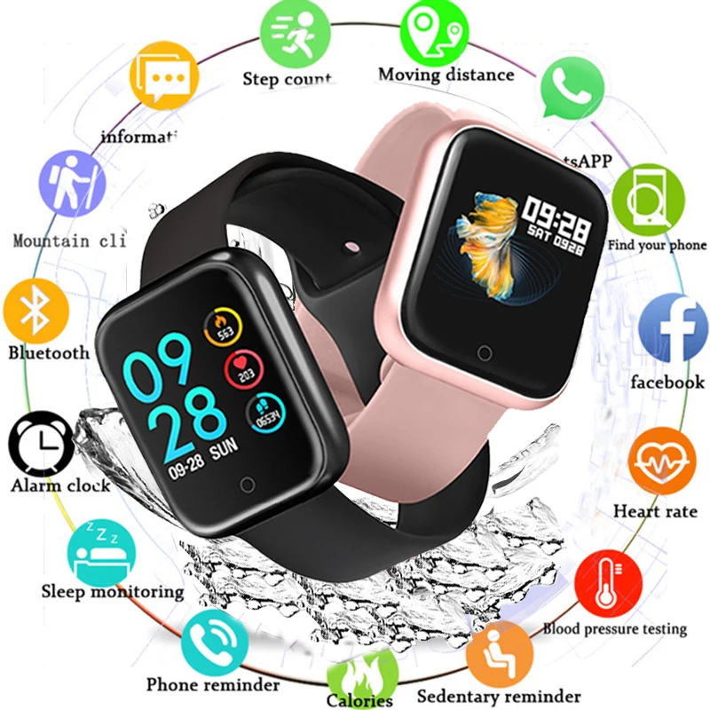 Розовые Смарт часы T80 водонепроницаемые против P68 P70 браслет фитнес трекер