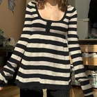 Женский трикотажный пуловер в стиле ретро, в полоску