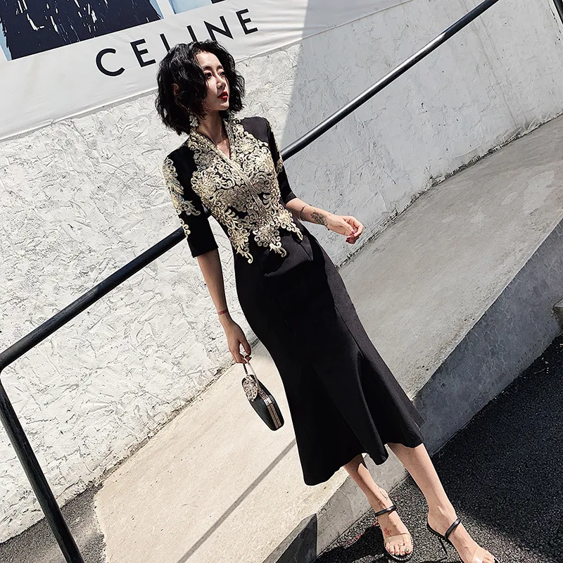 Платье размера плюс с вышивкой русалки китайское Восточное Свадебное женское