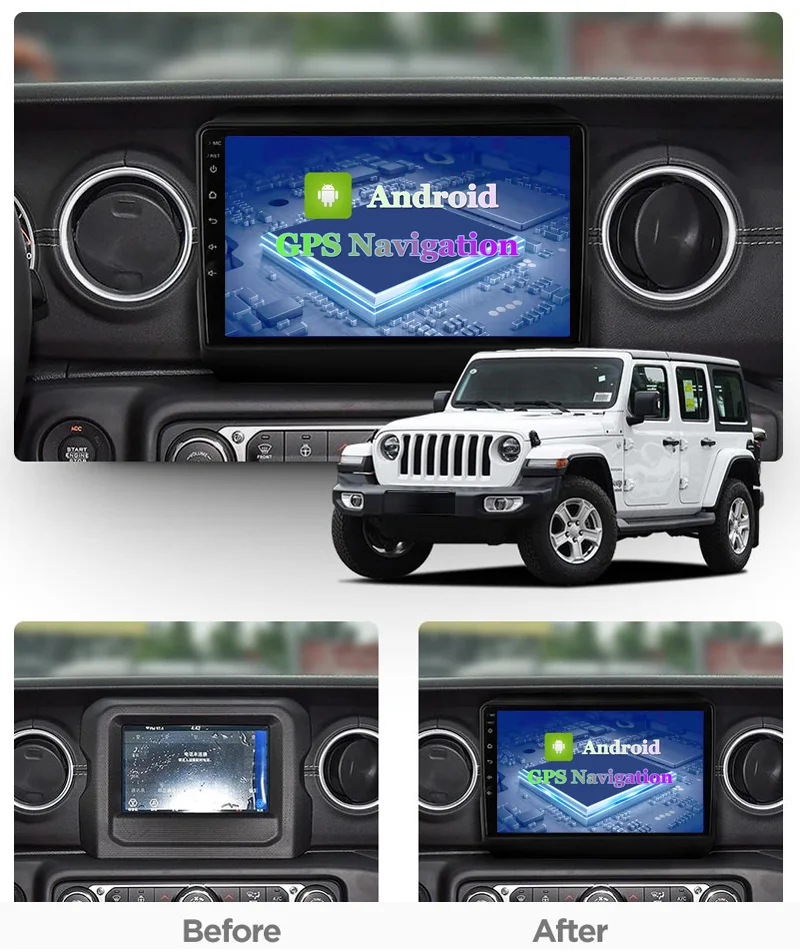 Автомагнитола для 1Jeep Wrangler 4 JL 2018 2019 мультимедийный видеоплеер навигатор GPS Android 10
