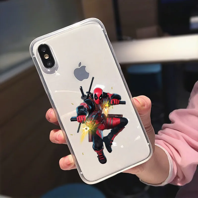 Супер крутой Мягкий силиконовый чехол для телефона Marvel Deadpool Hero Joker iphone X XSMax 8 7 6 Plus 5