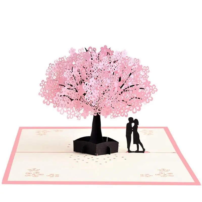 Handmade Pop Up Romantic Birthday, Anniversary, Dating Card for Husband, Wife, Boyfriend, Girlfriend - Cherry Blossom Tree with