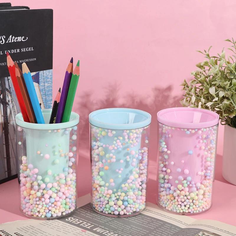 

Чехол для карандаша большой емкости с закругленными углами Симпатичный розовый прозрачный держатель для ручек