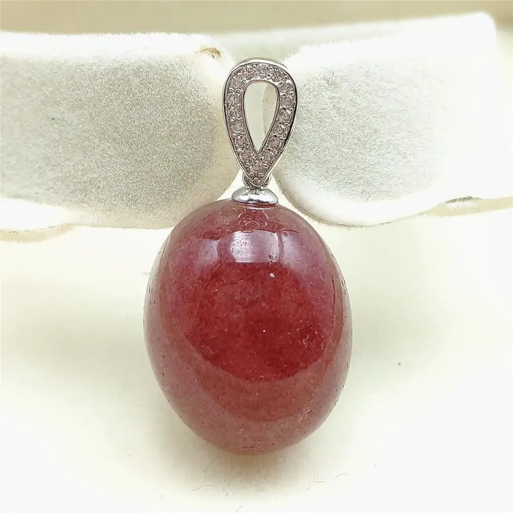 Подлинная натуральная красная ледяная клубника кварцевый кулон 22x13x12 мм для