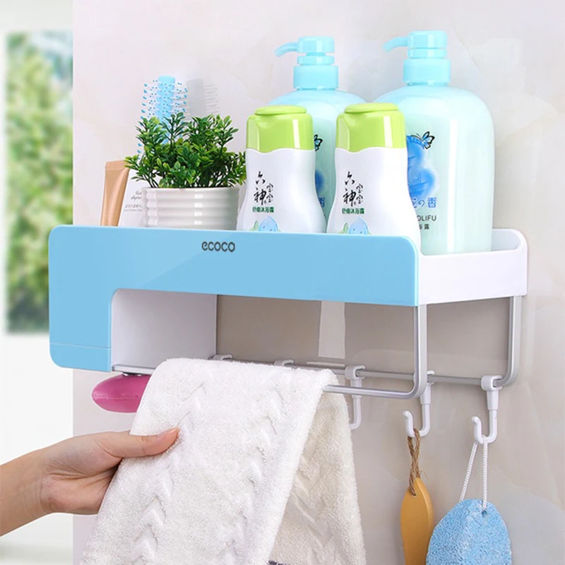 

ECOCO Punch-free Bathroom Shelf No-drill Corner Shelves Shower Kitchen Organizer Storage Rack Holder Bathroom Accessories Set