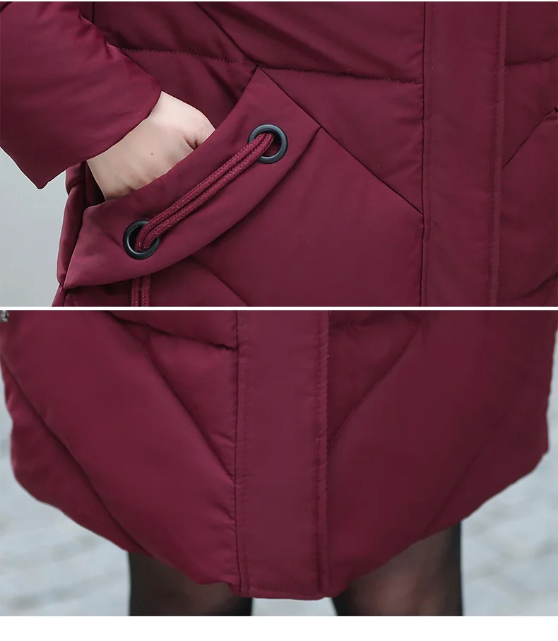 Winter Women's Jacket Middle-aged Long Cotton Thicken Hooded Fur Collar Cotton Park as Women's Winter Coat Plus Size XL-8XL