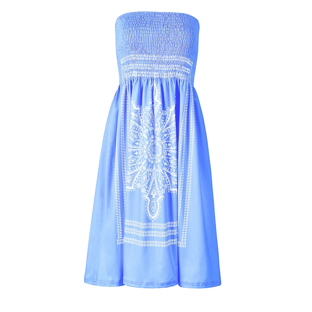

Wrap-around Floral Printed Dress Sleeveless One Shoulder Fashion National Style