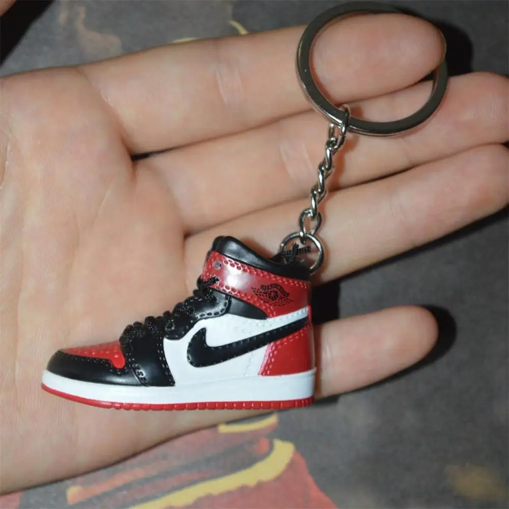 one shoe keychain Дропшиппинг aj1 offwhite Chicago Unc брелок в виде кроссовка Air Jordan 1 3D мини-кроссовки, закрытая спортивная обувь брелок в виде кроссовка s - Цвет: one shoe keychain